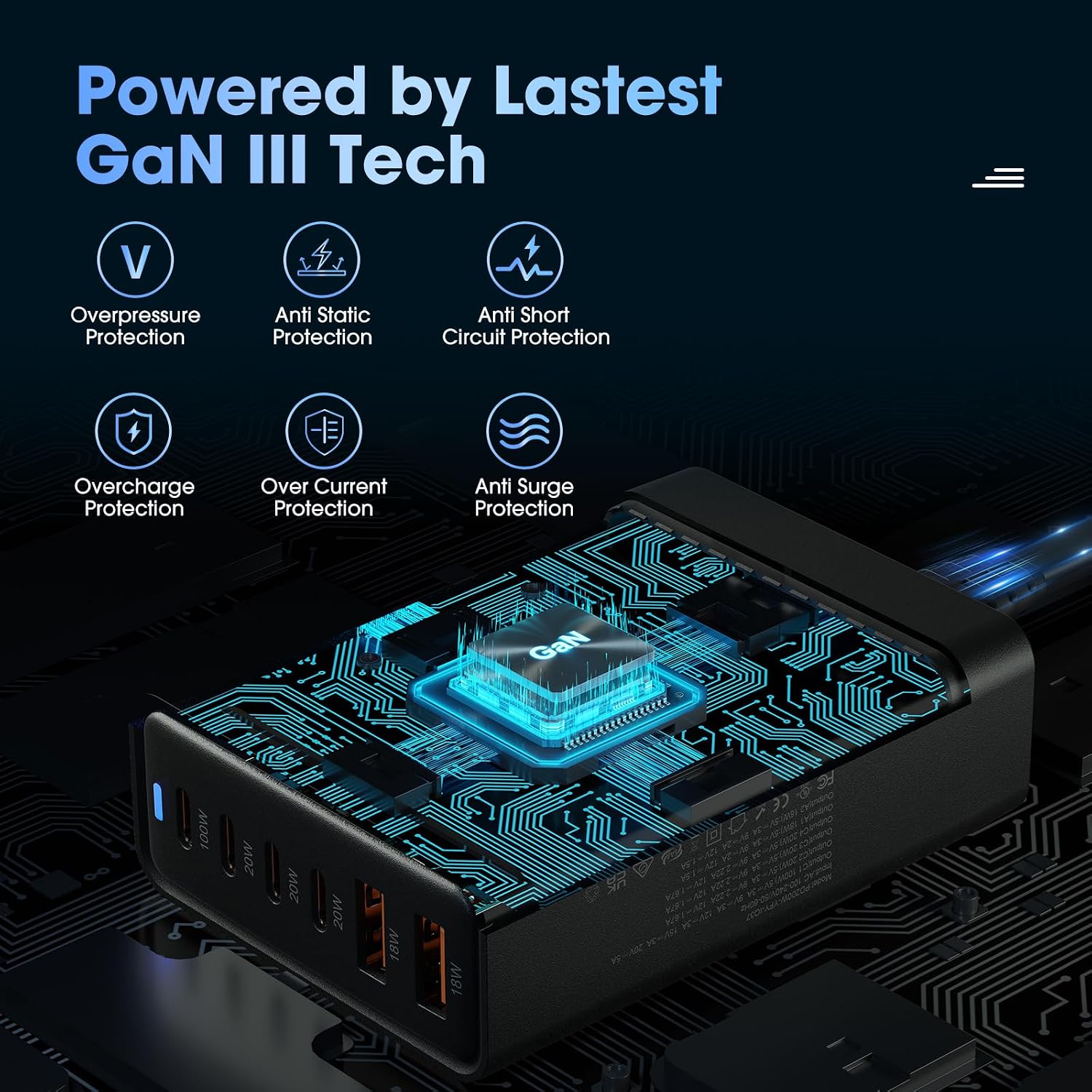 Thumbnail 4 de 200W 6‑Port USB Charging Station with 100W PD charger 🔌
