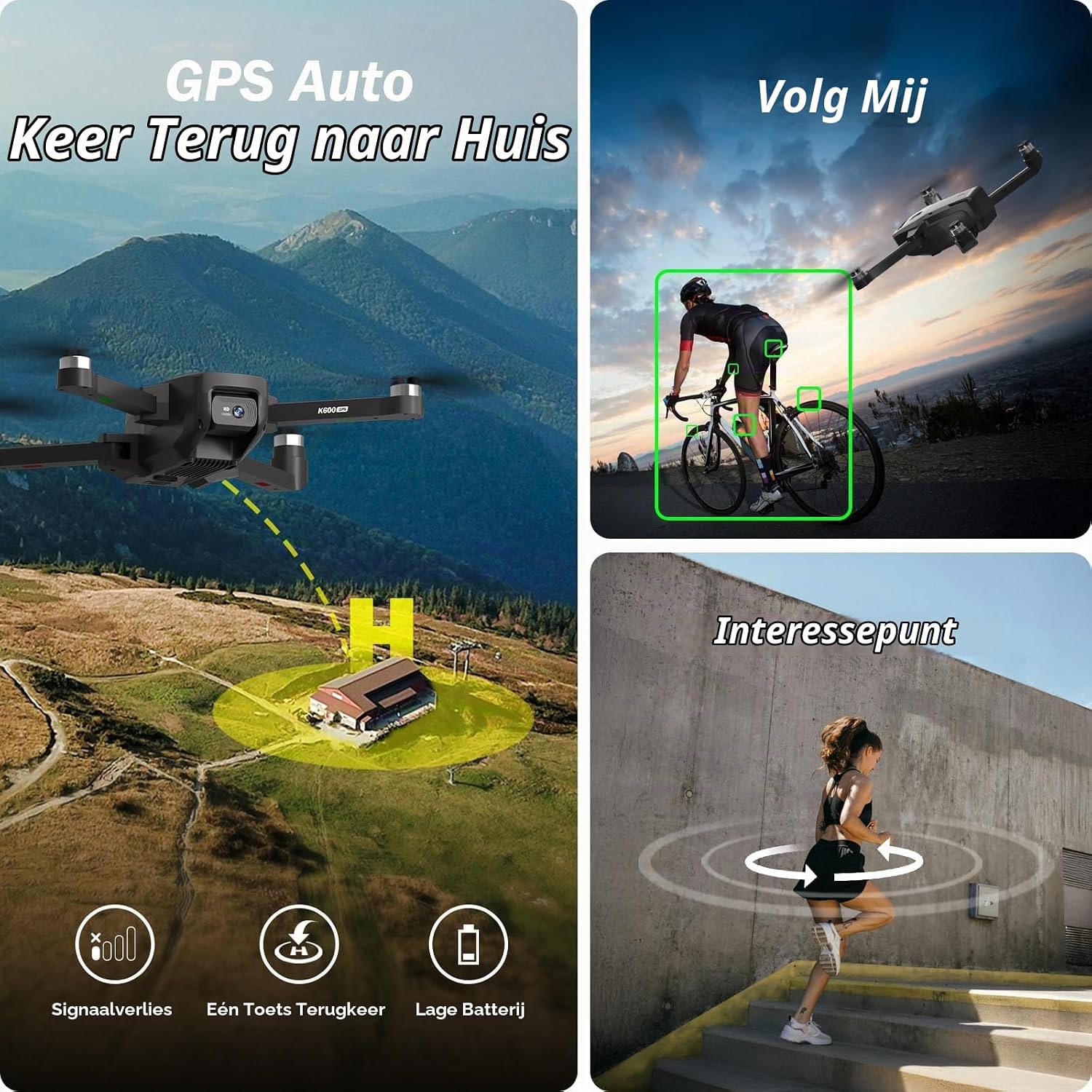 Detalle 2 de TRINTON TECH GPS-drone met 4,5 inch HD-scherm, camera en GPS-volgfunctie