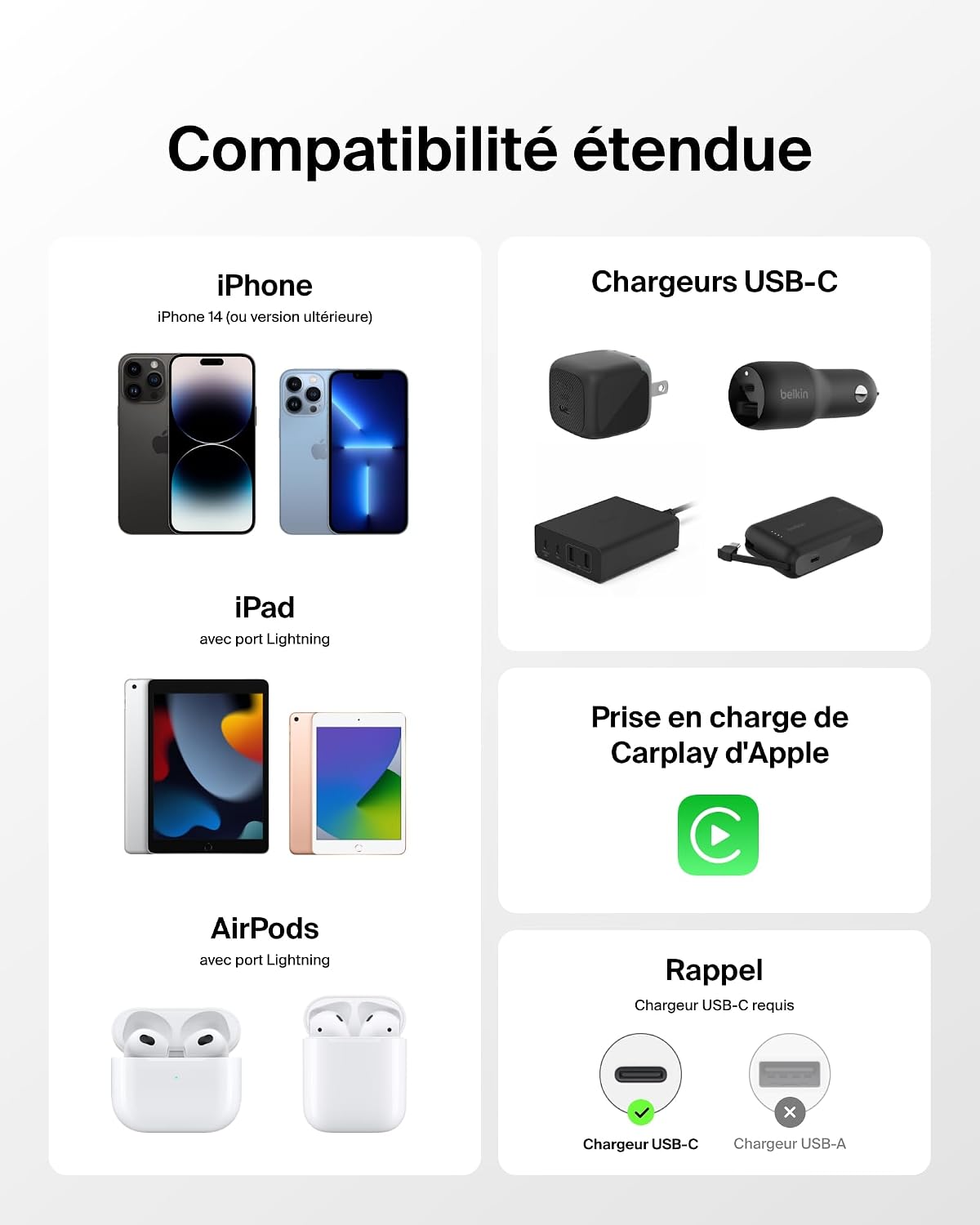 Thumbnail 4 de Belkin BoostCharge Câble Lightning 1,5 m
