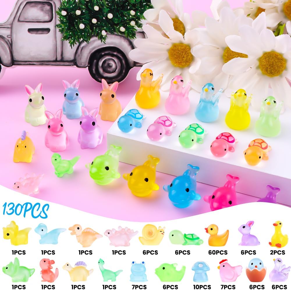 Thumbnail 6 de XIMISHOP 130PCS Mini Luminous Resin Animals 🐣