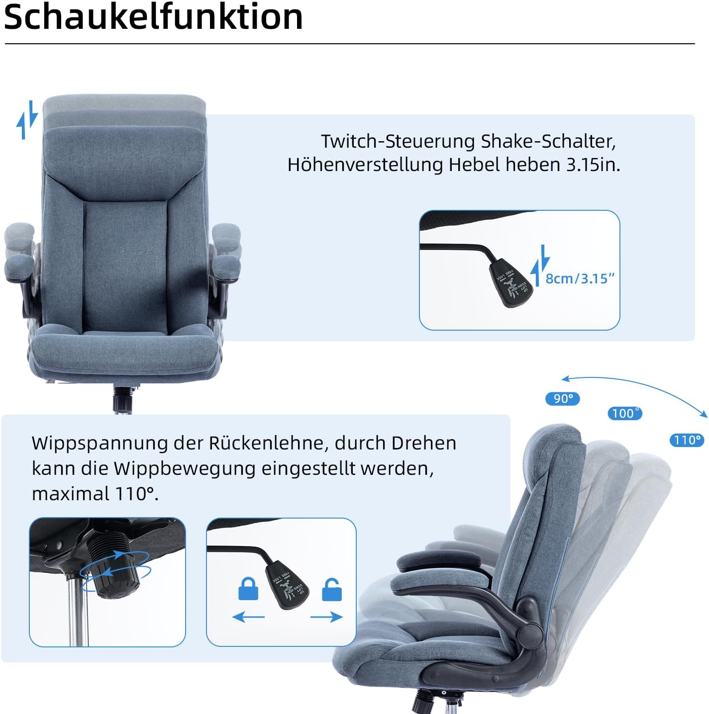 Thumbnail 6 de MZLEE Bürostuhl 330 lbs Drehstuhl