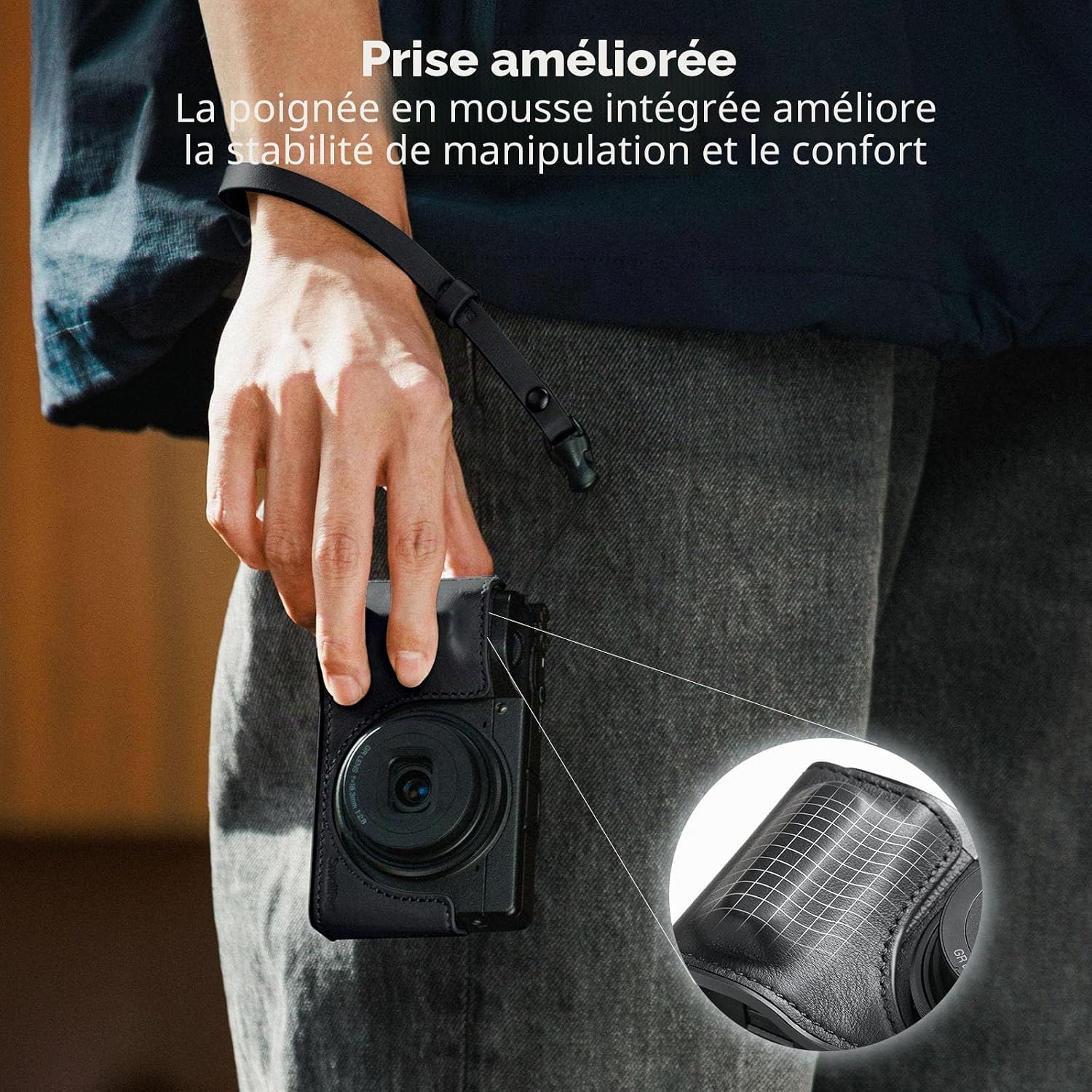 Detalle 2 de SmallRig Étui en Cuir Véritable Série GR IV/GR III pour Ricoh GR IV/GR III — Noir