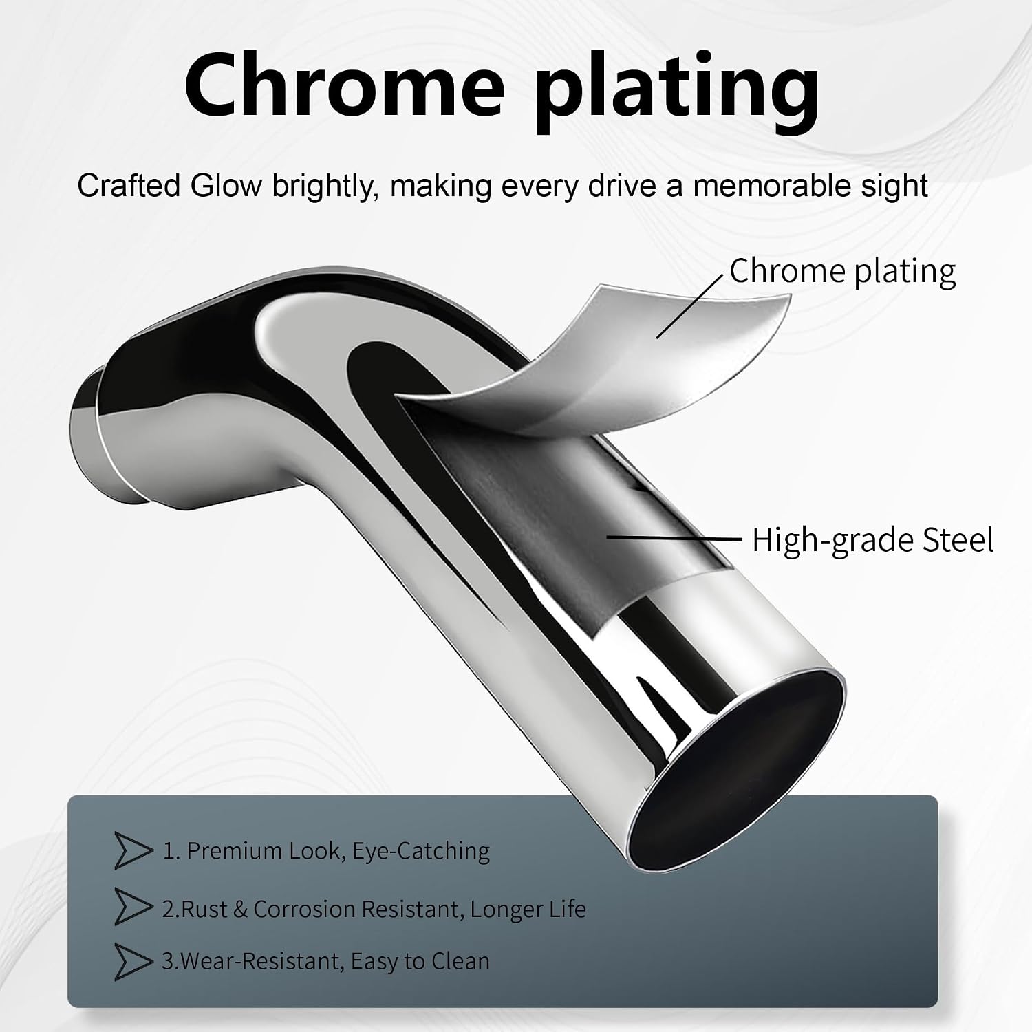 Thumbnail 2 de Universal 5" to 6" Exhaust Elbow Pipe with Steel Clamp — Silver Chrome or Black Painted