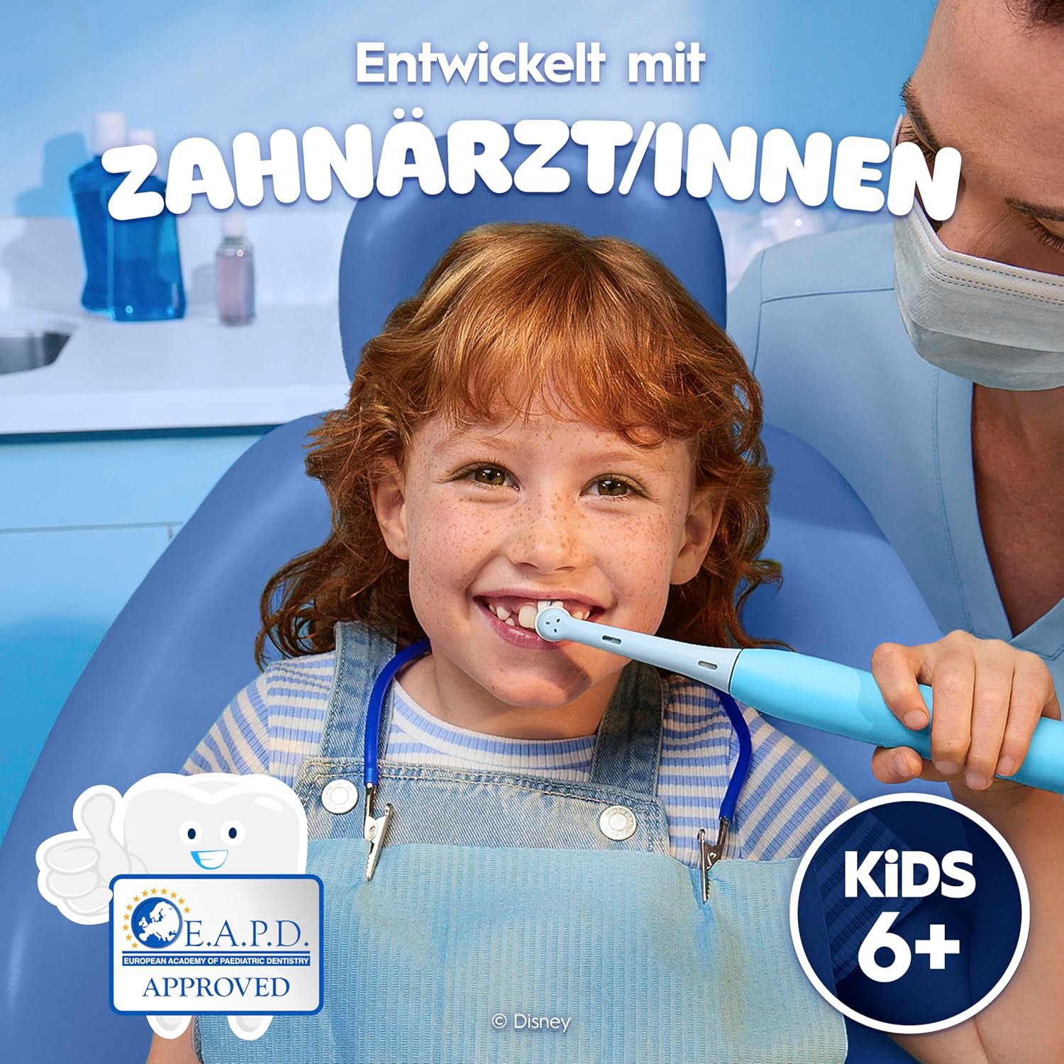 Detalle de Oral-B iO Kids 6+ Disney Stitch Aufsteckbürsten – 4er-Pack, sanft zu Zähnen und Zahnfleisch