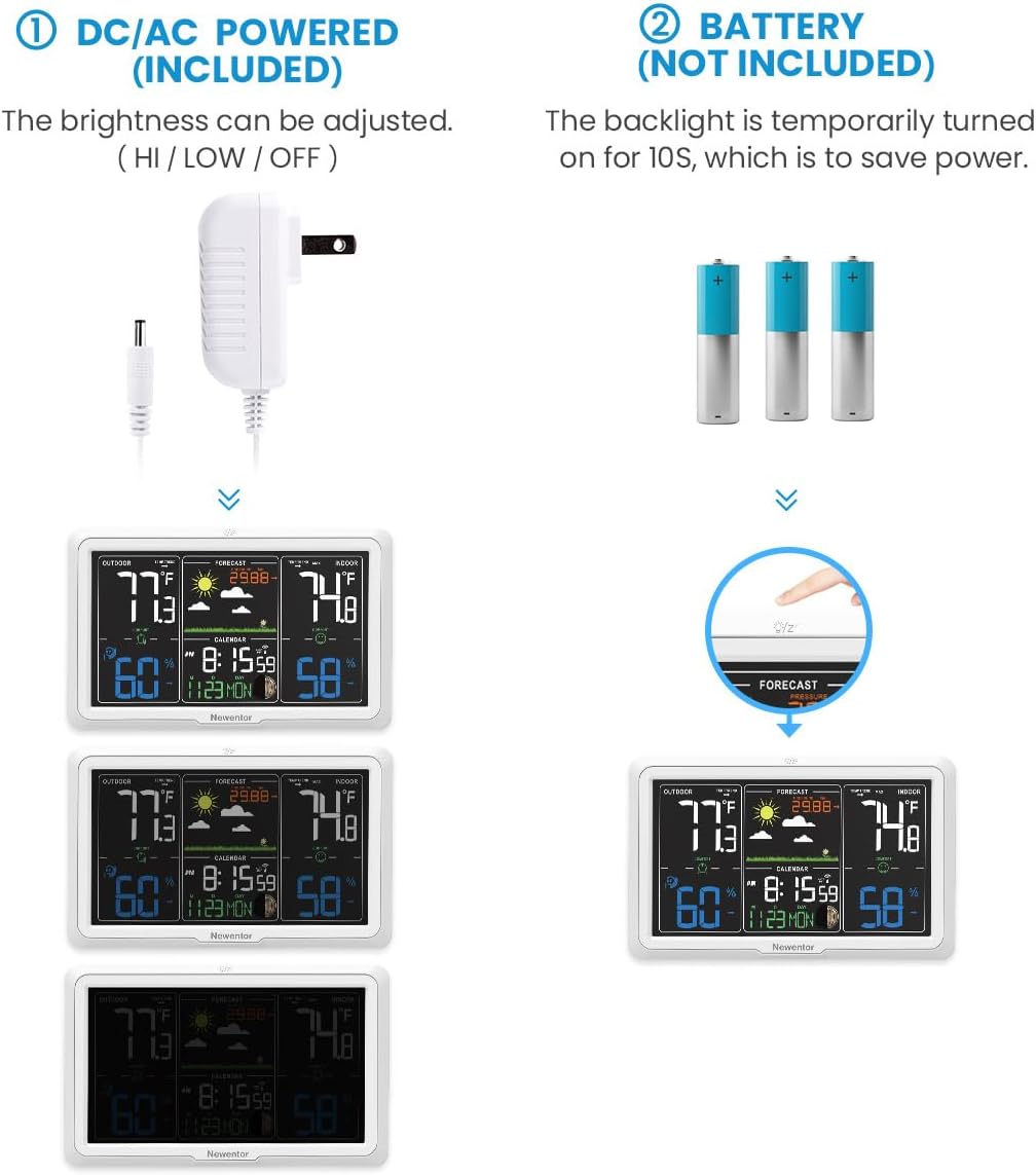 Detalle 1 de Newentor Wireless Weather Station with Atomic Clock, Forecast, and 1 Sensor