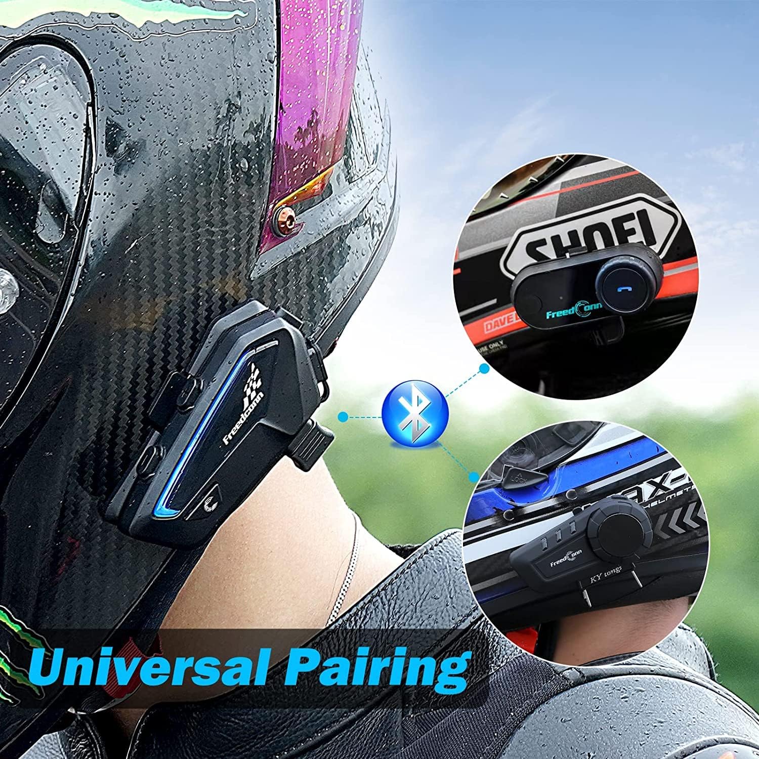 Thumbnail 3 de FreedConn FX Motorcycle Bluetooth Headset with Music Sharing (2pcs) – 10‑Way Intercom, 1500m, IP67, Ultra‑Thin Body