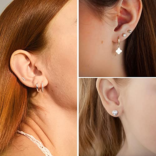 Thumbnail 3 de LOUMILEO Ohrstecker aus Sterlingsilber 925 – Set mit 4 Paaren (Cubic Zirkonia & Creolen)
