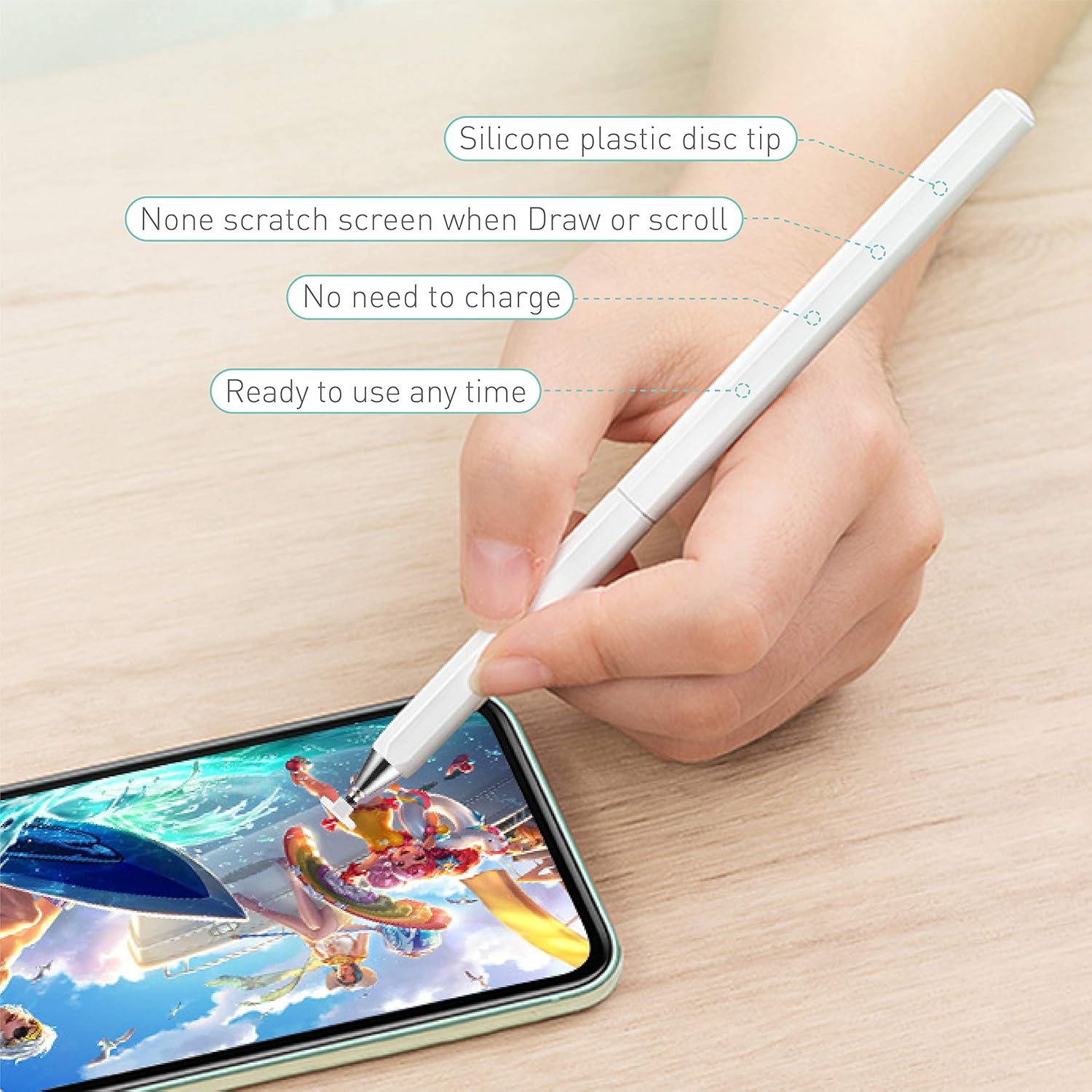Thumbnail 6 de OASO Universal High-Sensitive Capacitive Disc Tip Stylus — Rotate & Hide Disc Tip, No Cap, Leather Case Included