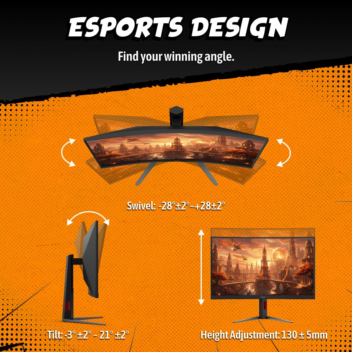 Thumbnail 6 de AOC 27" Curved Gaming Monitor C27G4ZH: Ultra-Fast 1080p, 1500R VA, FreeSync Premium