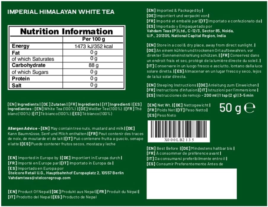 Thumbnail 1 de VAHDAM Tè Bianco Imperiale dell’Himalaya in Foglie – 25 Tazze: antiossidanti elevati e aroma floreale