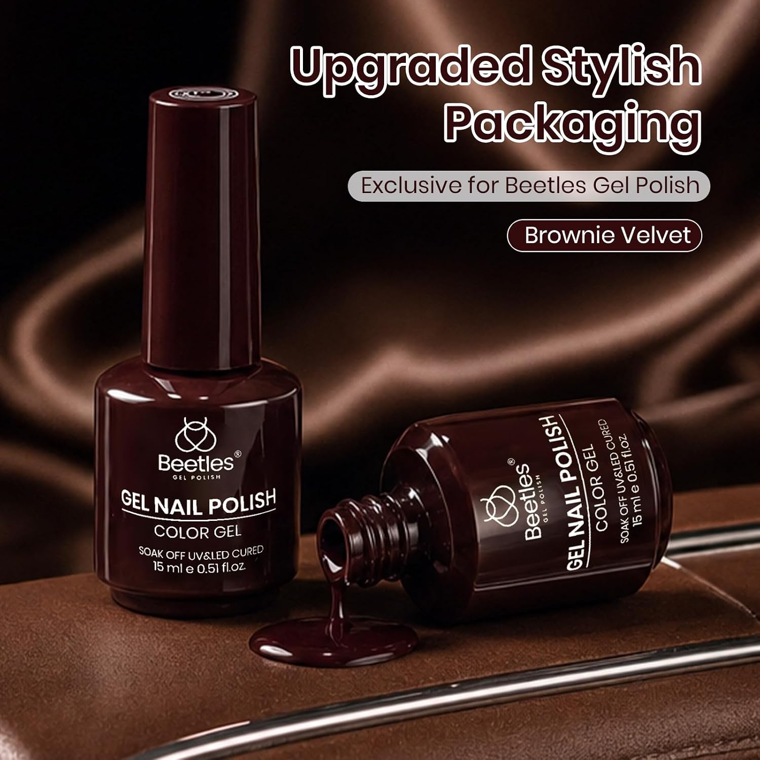 Thumbnail 4 de Beetles Brownie Velvet Dark Brown Gel Nail Polish, 15 mL, LED-Cured