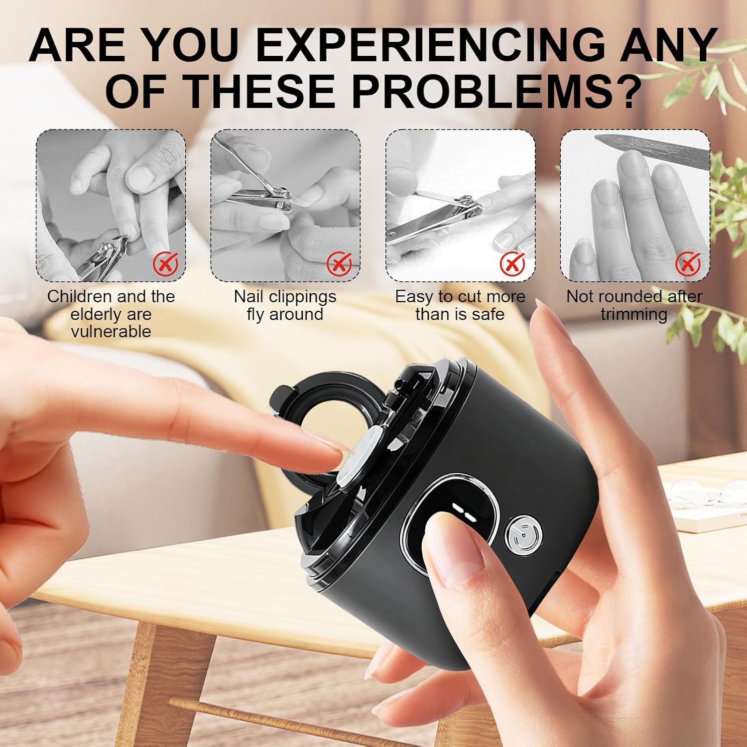 Detalle de OneNine Electric Nail Clippers Magnifying Glass 3-in-1 with LED Light