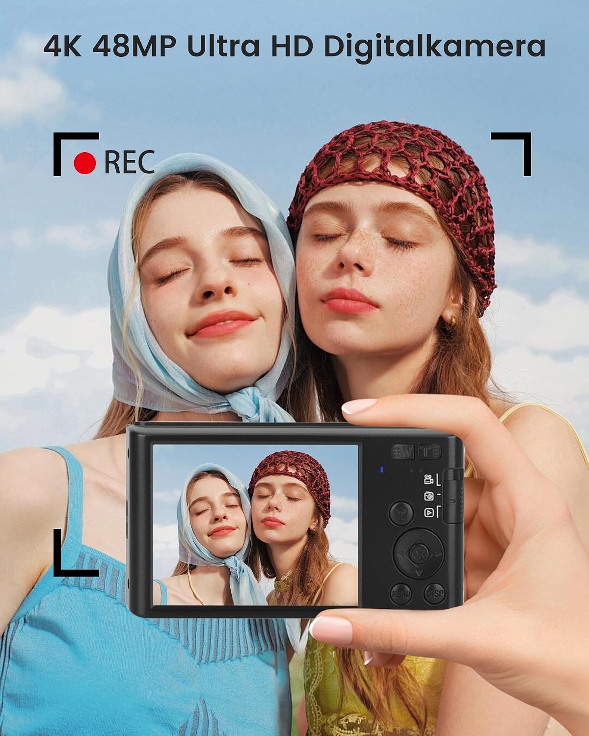 Detalle de Digitalkamera 4K 48MP Vlogging Kamera für Kinder – kompakt, vielseitig und einfach zu bedienen