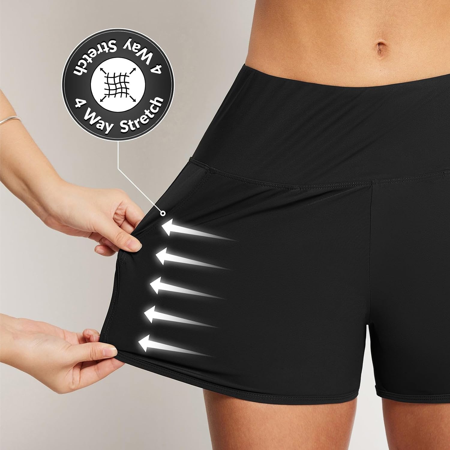 Detalle de Baleaf Women's High Waisted Swim Board Shorts with Pockets (3"/5"/7"/9") — Quick-Dry Bottoms