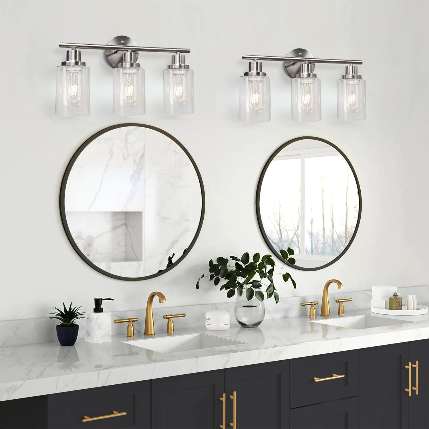 Thumbnail 5 de Unicozin RJ-WR03 3-Light Vanity Light, Brushed Nickel, Clear Glass, E26