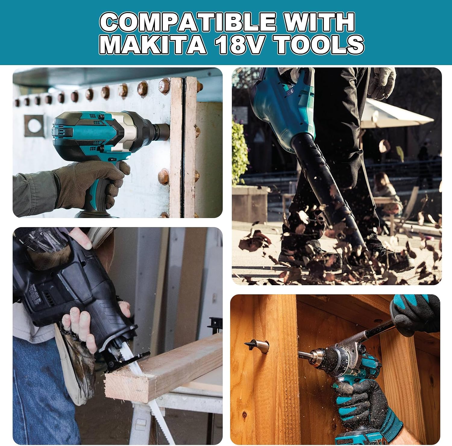 Thumbnail 6 de 4× 18V 8.0Ah Li‑Ion Ersatzakku für Makita 18V + 6A DC18RD Dual-Port Ladegerät (für BL1850/BL1860 & mehr)
