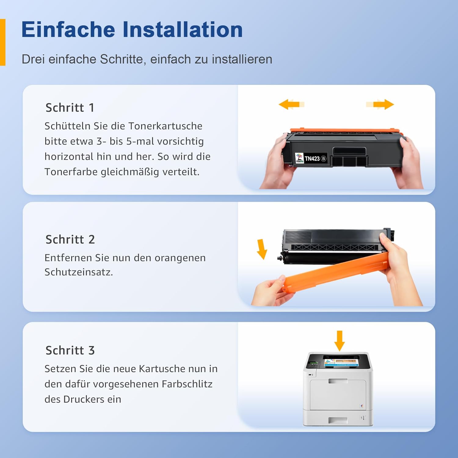 Detalle de Plamtree TN423 Toner kompatibel (4er-Set) für Brother: Schwarz, Cyan, Gelb, Magenta