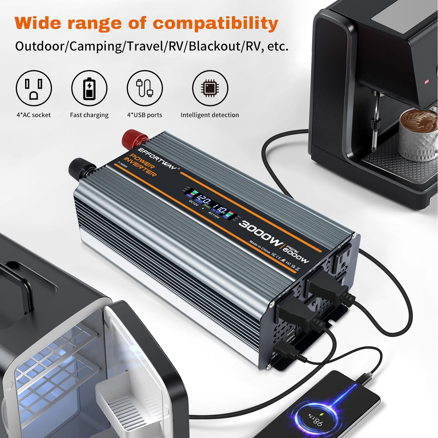 Thumbnail 1 de 5000W DC 12V to AC 110V Inverter