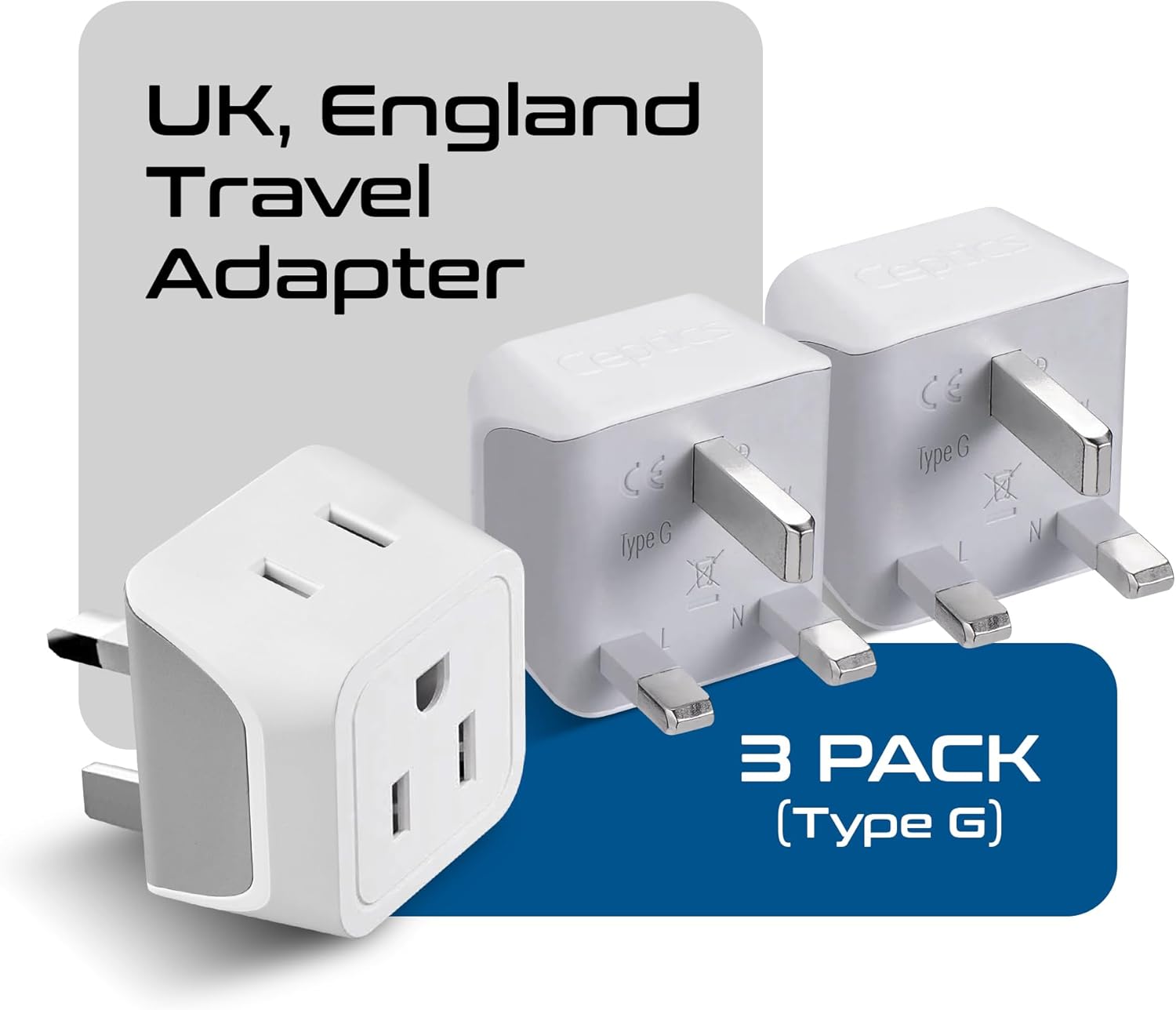 Thumbnail 1 de Ceptics UK Travel Adapter 3-Pack 🛫