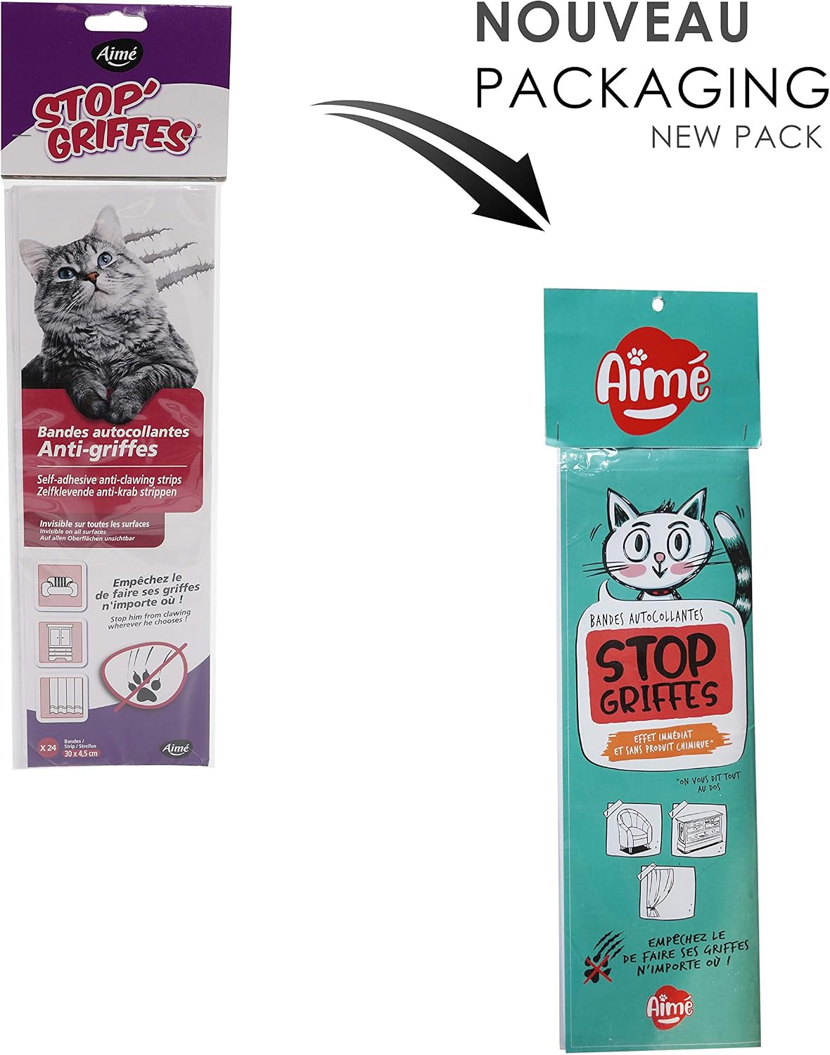 Detalle de Aimé Stop'Griffes Double Bandes Adhésives anti-griffes pour chat (x24) – protection invisible pour intérieur