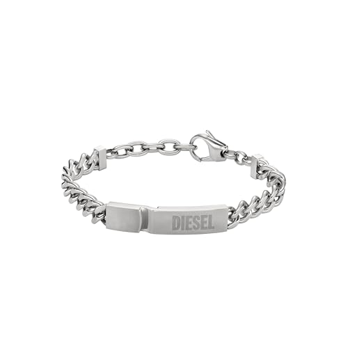 Detalle de Diesel bracelet homme en acier inoxydable, chaîne chromée, 18 cm + extension