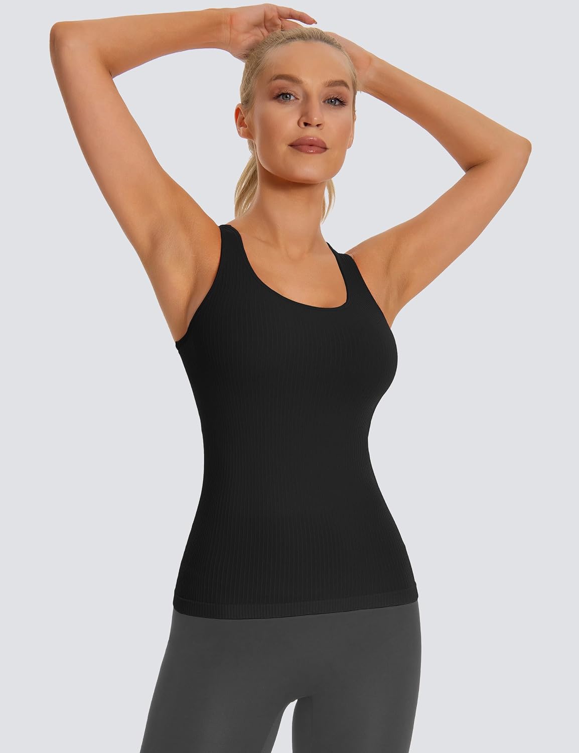 Detalle 1 de MathCat Women's Workout Tank Top with Built-in Bra, Seamless Racerback