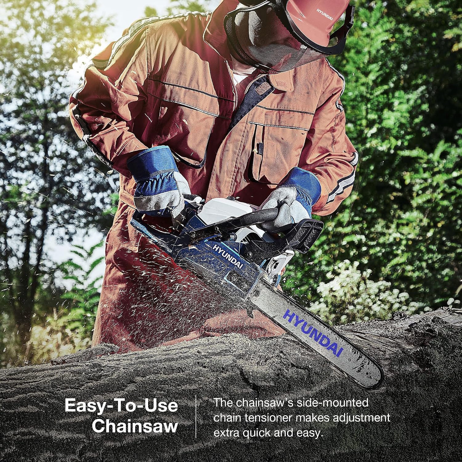 Detalle de Hyundai 62cc 20" Petrol Chainsaw – lightweight power for tree felling and firewood