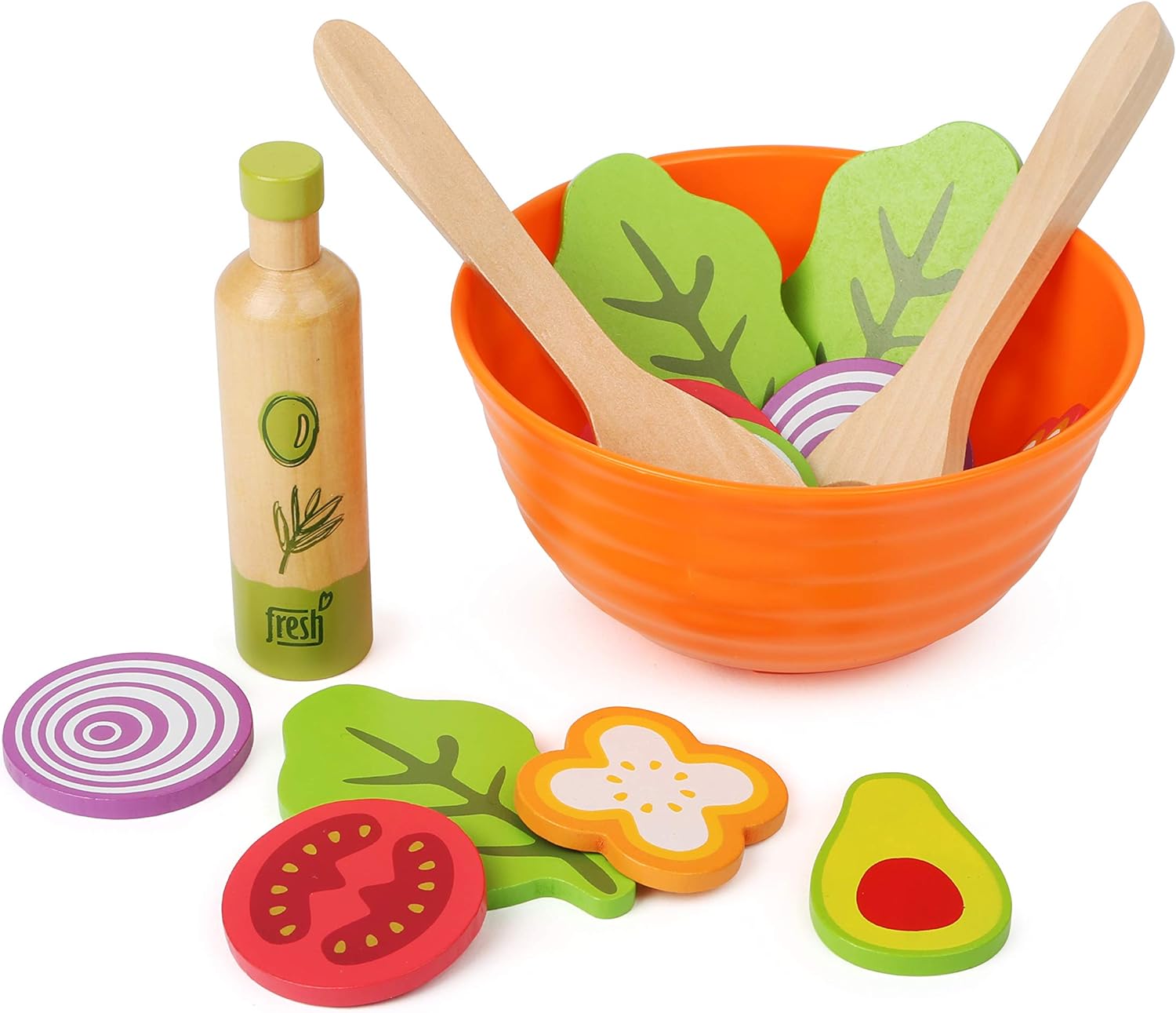 Set per insalata in legno Small Foot 11476 con ciotola e accessori per cucina da gioco