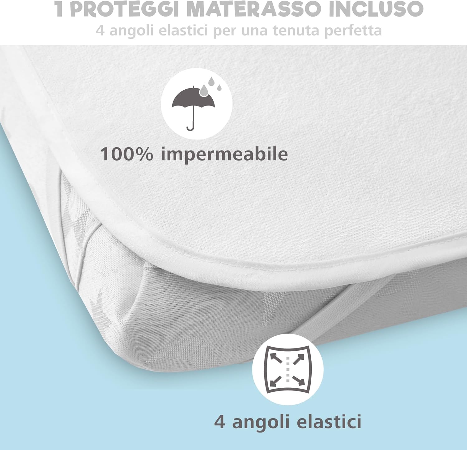 Thumbnail 3 de Next To Me 3‑in‑1 lenzuola culla 50 x 83 cm set 2 + coprimaterasso impermeabile