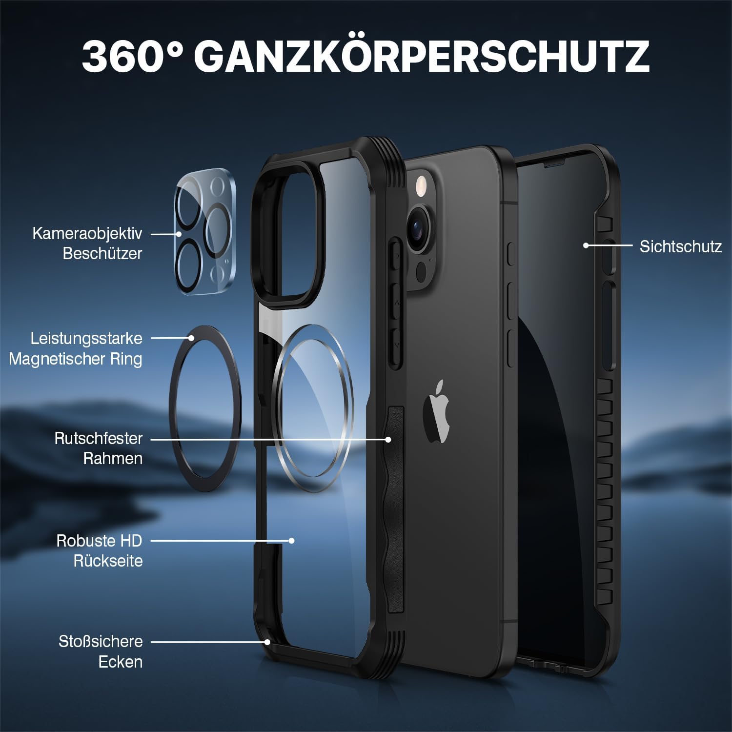 Detalle de CENHUFO Sichtschutz Hülle iPhone 16 Pro Max