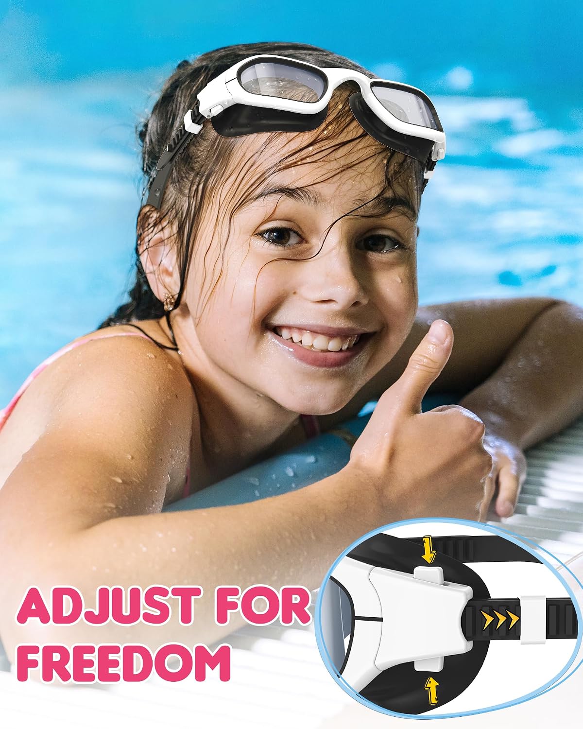 Detalle de Zeligerstar Kids Swimming Goggles: Comfortable, UV‑Protective 180° Vision for 6–14s