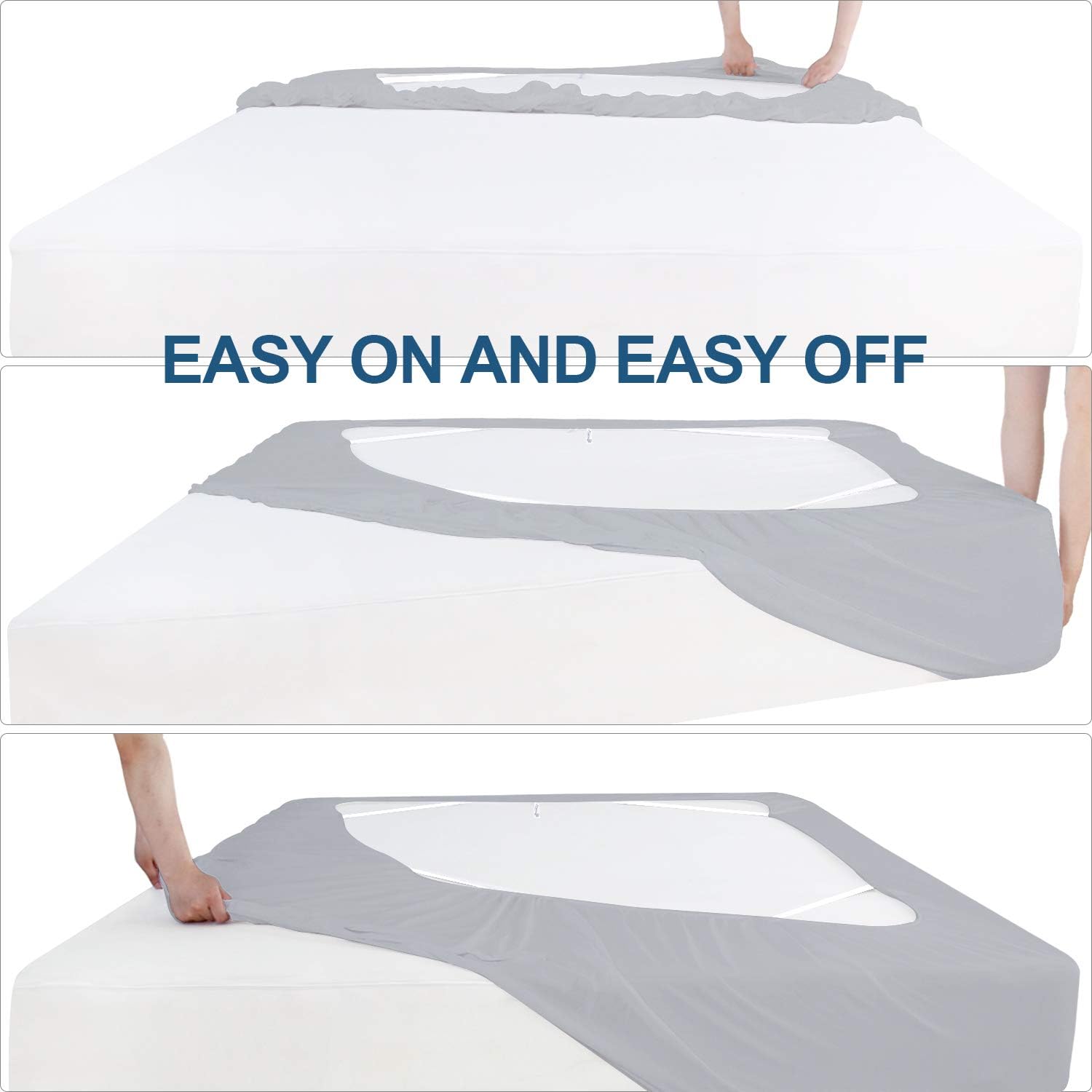 Thumbnail 6 de Moonsea King Size Box Spring Cover, Dark Grey Microfiber, 4-Side Wrap