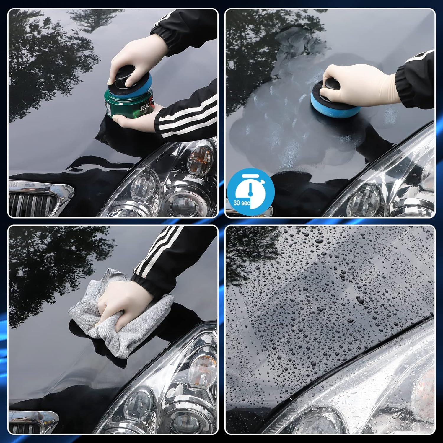 Thumbnail 4 de Kasauber Hand Polierschwamm Auto Set Profi 100 mm – Wachs-Applikator-Pads mit Griff & Mikrofaserpoliertüchern