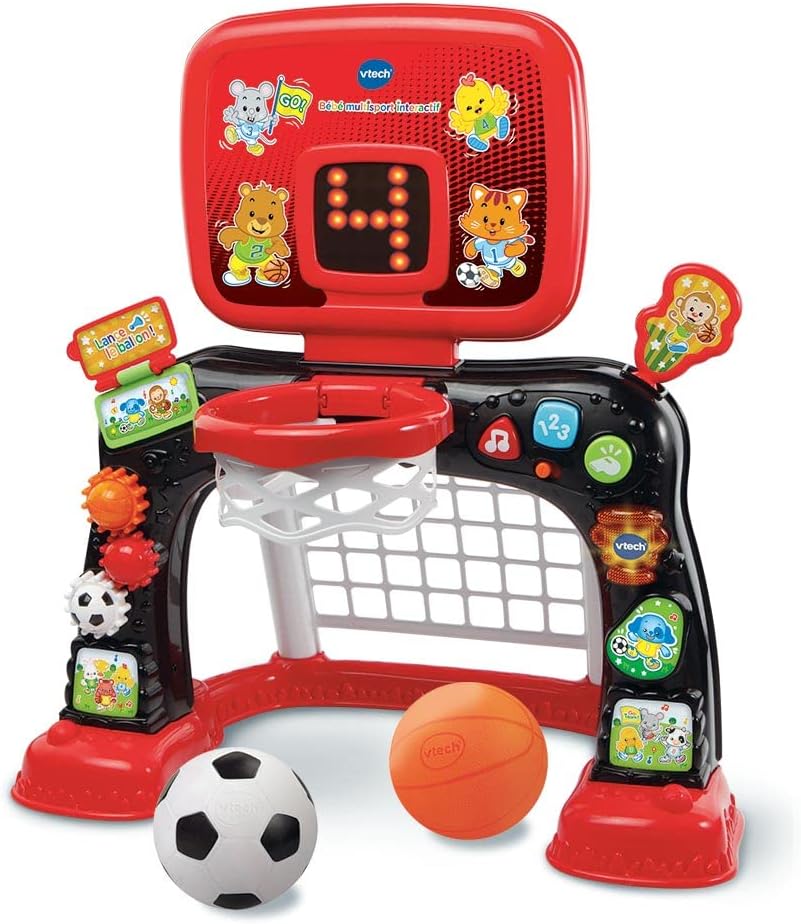 Thumbnail 1 de VTech Bébé Multisport Interactif 2 en 1 (rouge et noir) avec cage de foot et panier basket