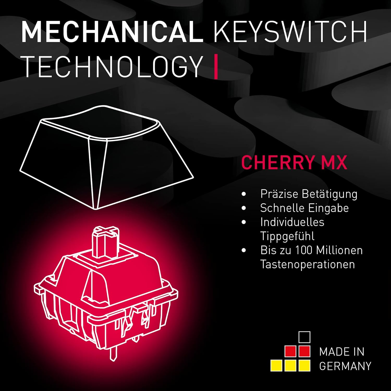 Thumbnail 3 de CHERRY MX 3.0S Wireless Gaming-Tastatur (QWERTZ, MX Red, RGB) – kabellos per Bluetooth, Funk oder Kabel
