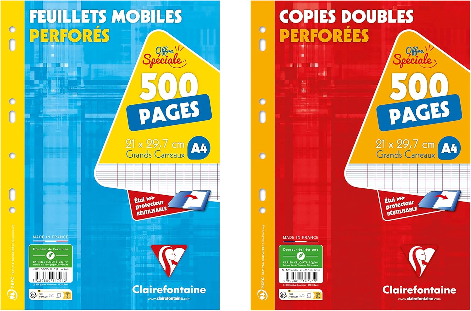 Thumbnail 6 de Clairefontaine 11751AMZC – Lot de 2 paquets de copies perforées A4 90 g