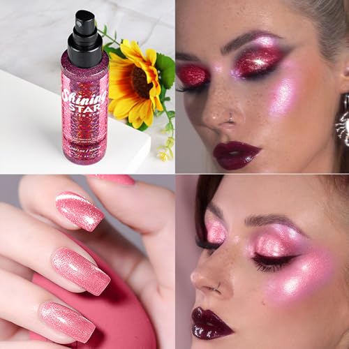 Thumbnail 2 de Mikloven Rose Pink Glitter Body Shimmer Spray 100ml – Waterproof, Quick-Dry Sparkle Mist