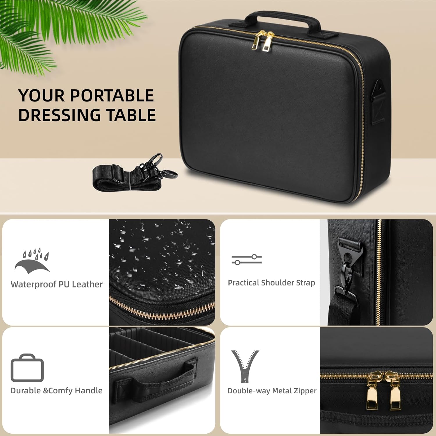 Thumbnail 5 de Upgraded Large Travel Makeup Bag with Mirror