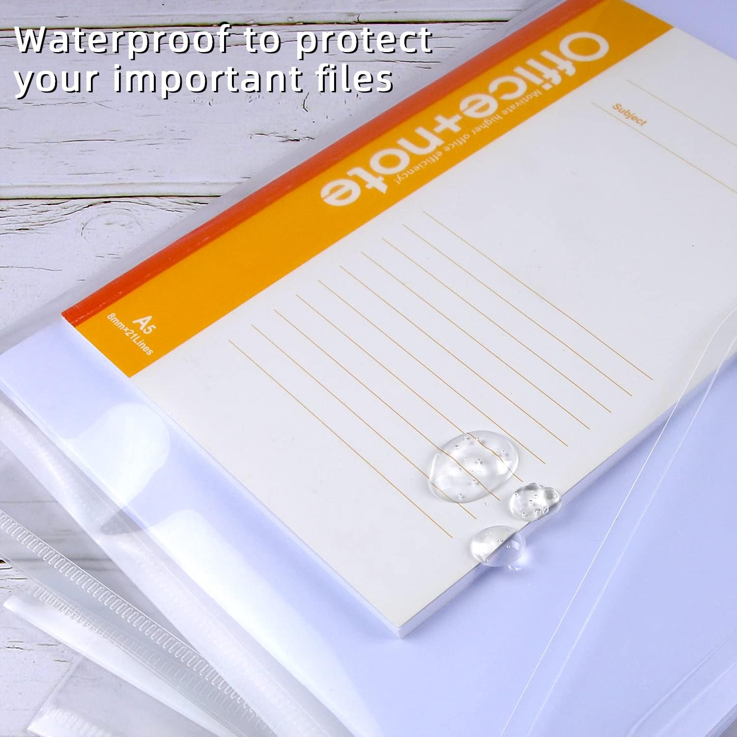 Detalle de Clear Plastic Wallets A4 – 36 Pack with Button Popper and Label Pocket