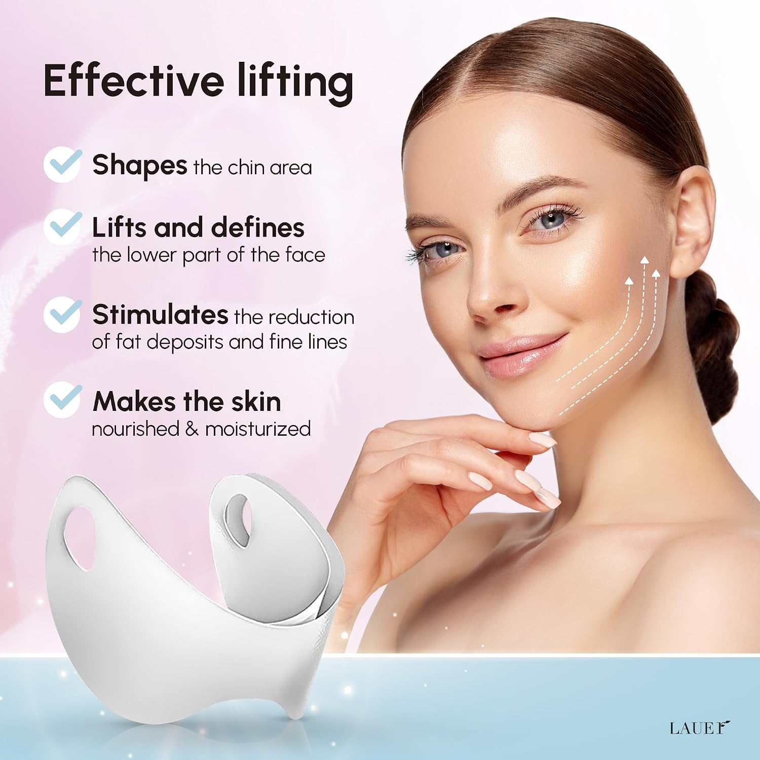 Detalle 2 de V Line Lifting Mask Double Chin Reducer — V-shaped lifting face mask with chin straps