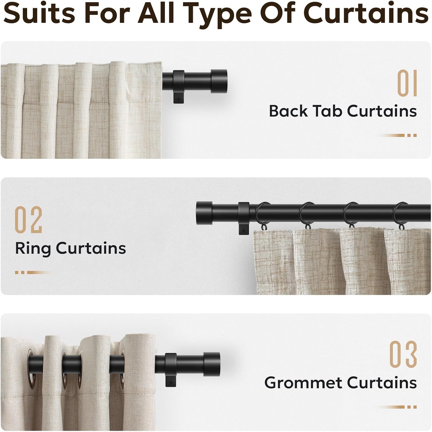 Detalle de Zeerobee Curtain Rod, 32–48 Inches