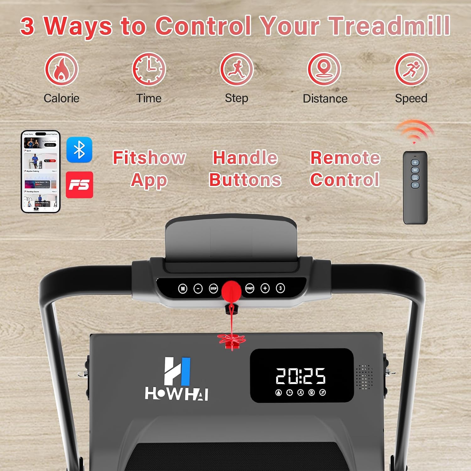 Detalle de HOWHAI QK-3016 2-in-1 Folding Treadmill with Manual Incline