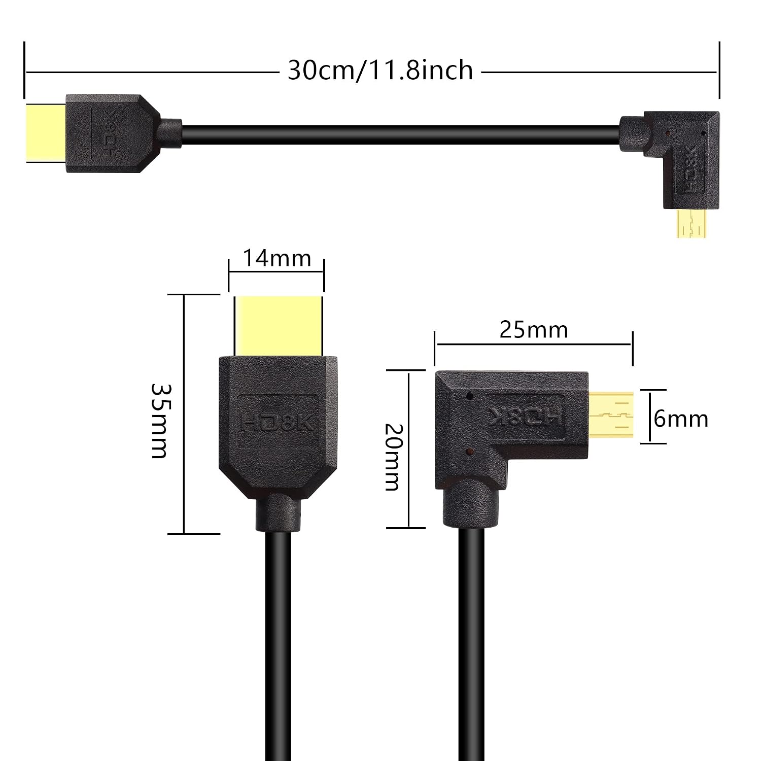Detalle 1 de Micro-HDMI zu HDMI Kabel 0,3 m 8K