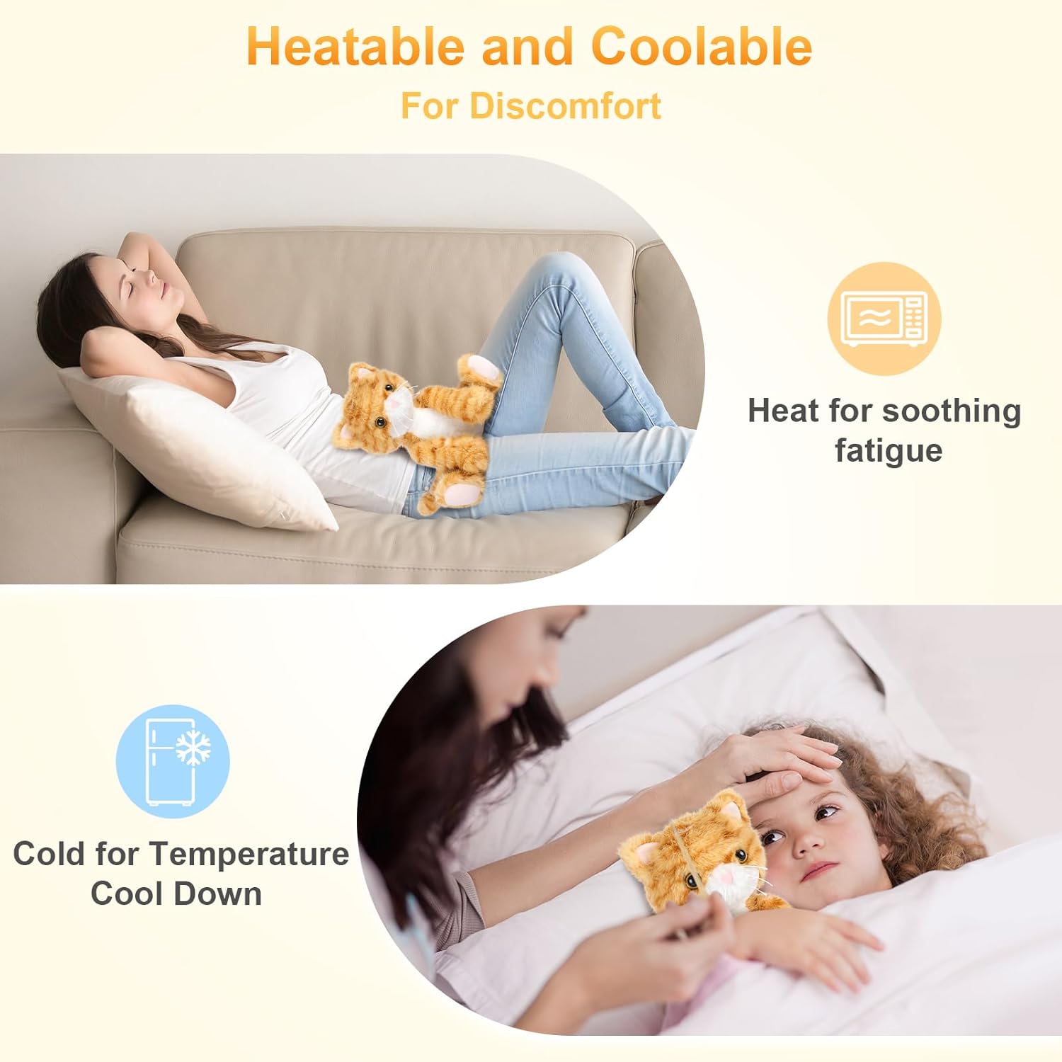 Detalle de SuzziPals Heatable & Coolable Orange Cat Plush 1 ๐