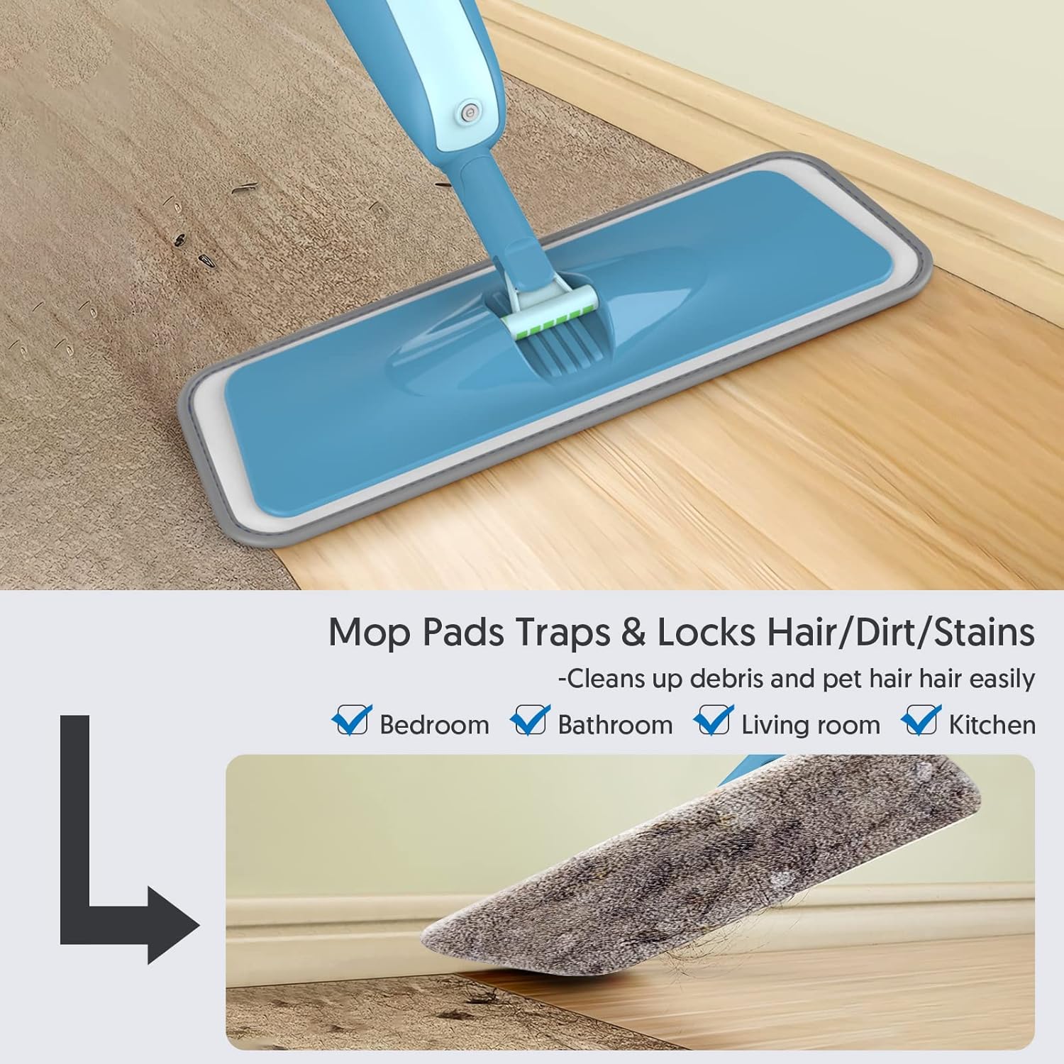 Thumbnail 5 de MEXERRIS Microfibre Spray Mop with 4 Pads 🧹