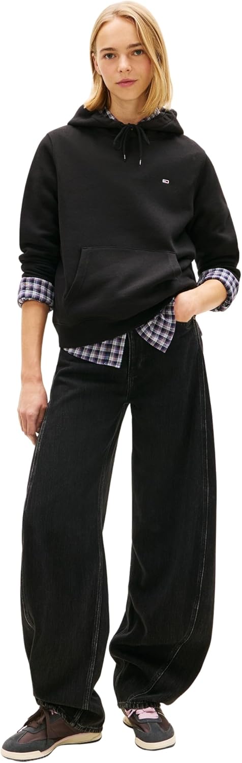 Detalle de Tommy Jeans Donna Felpa con Cappuccio Flag Regular Fit