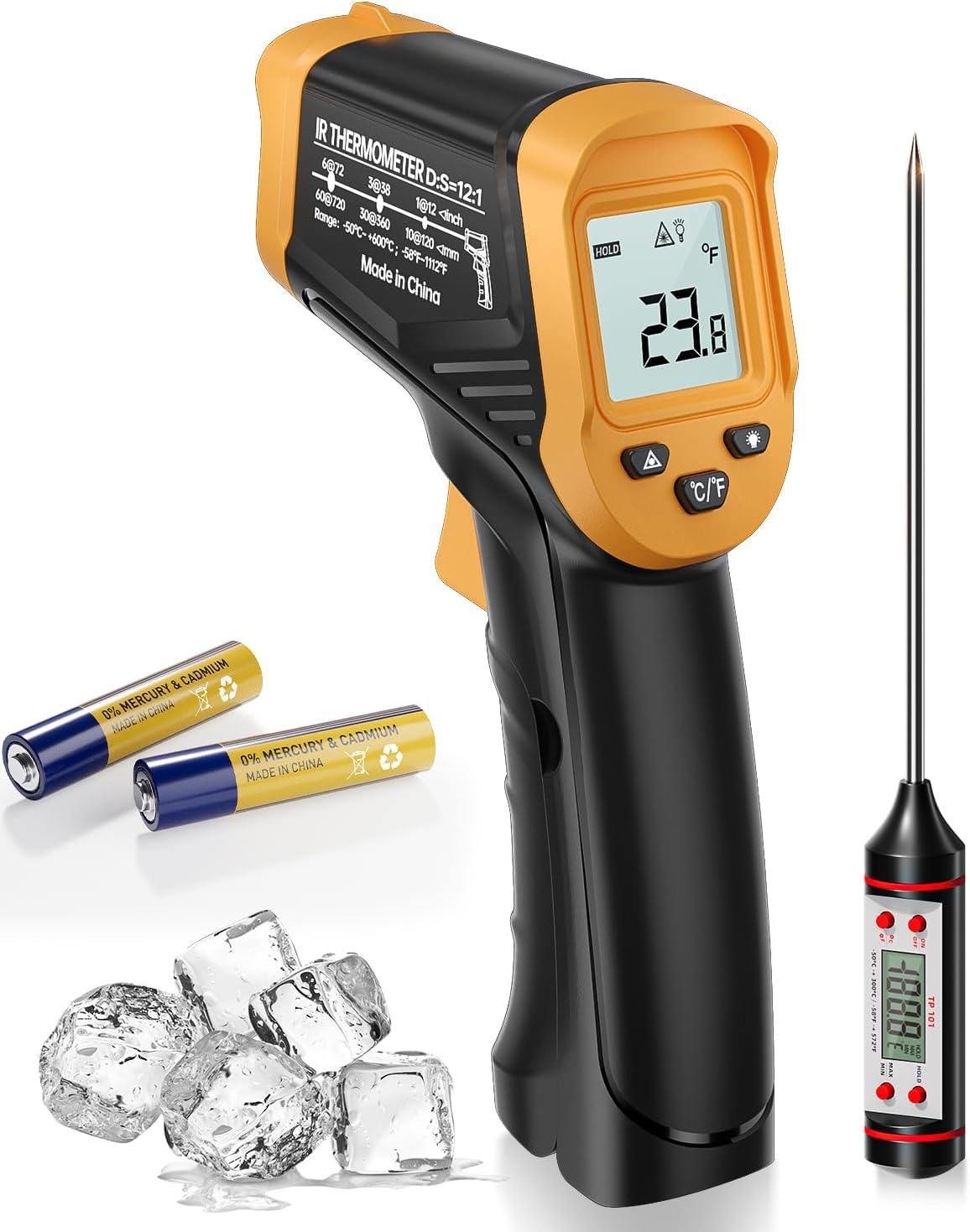 Detalle de Eventek Thermomètre infrarouge sans contact 600 °C 🌡