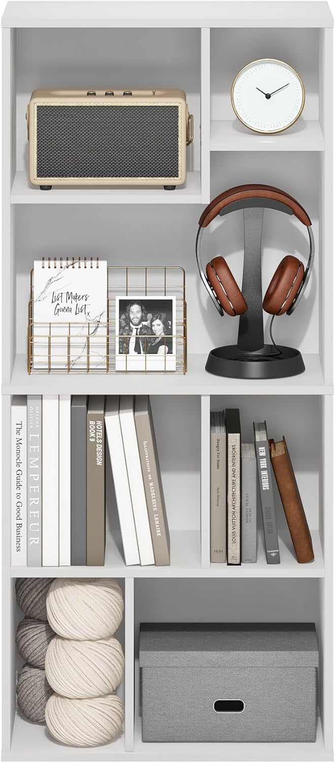 Detalle 2 de Furinno DALY Libreria a 7 cubi: design asimmetrico per spazi piccoli