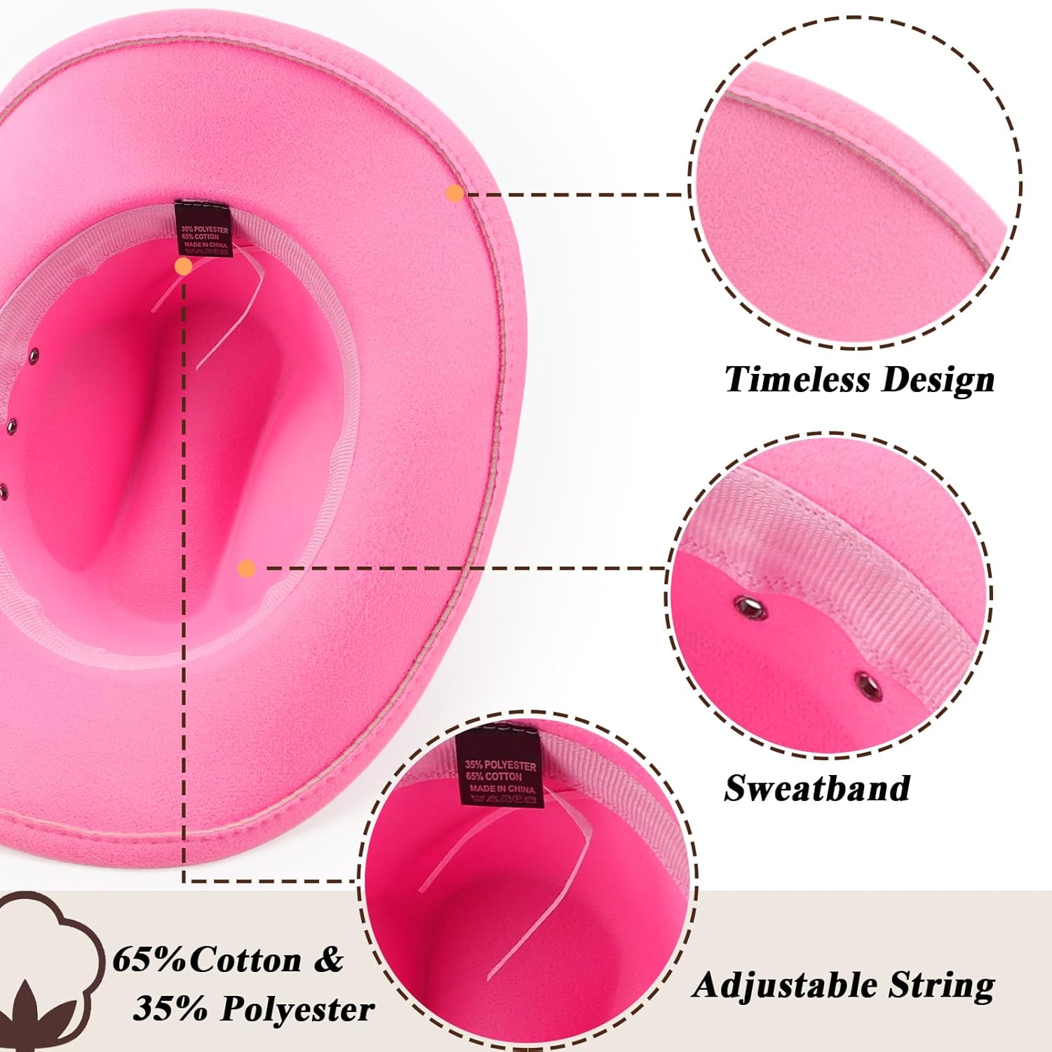 Thumbnail 5 de DRESHOW Cowboyhut für Damen & Herren – Western Fedora aus Filz mit breiter Krempe und Schnallengürtel (unisex)