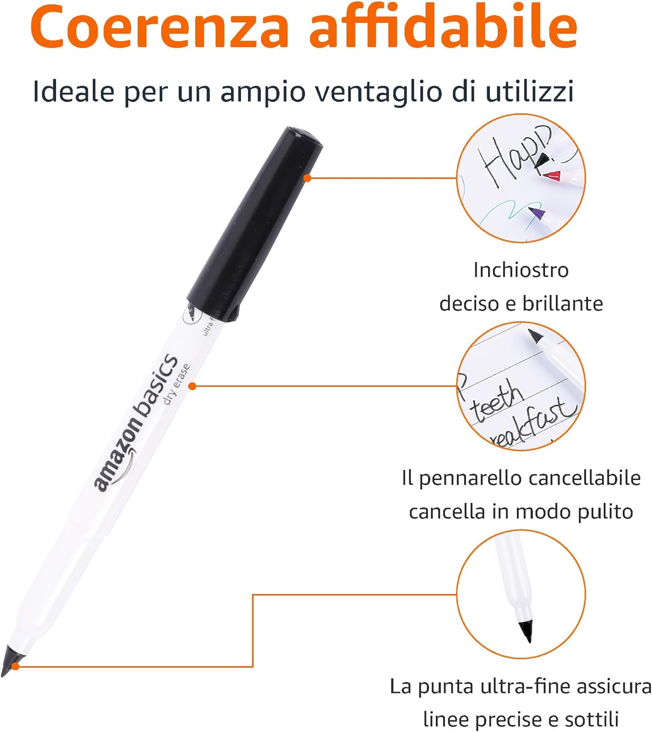 Thumbnail 2 de Amazon Basics Pennarelli per lavagna cancellabile punta ultra fine 12 🖊